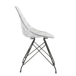 Prisma Chaise design coque transparente avec pieds eiffel en métal noir* Chaise De Salle à Manger|Chaise Salon