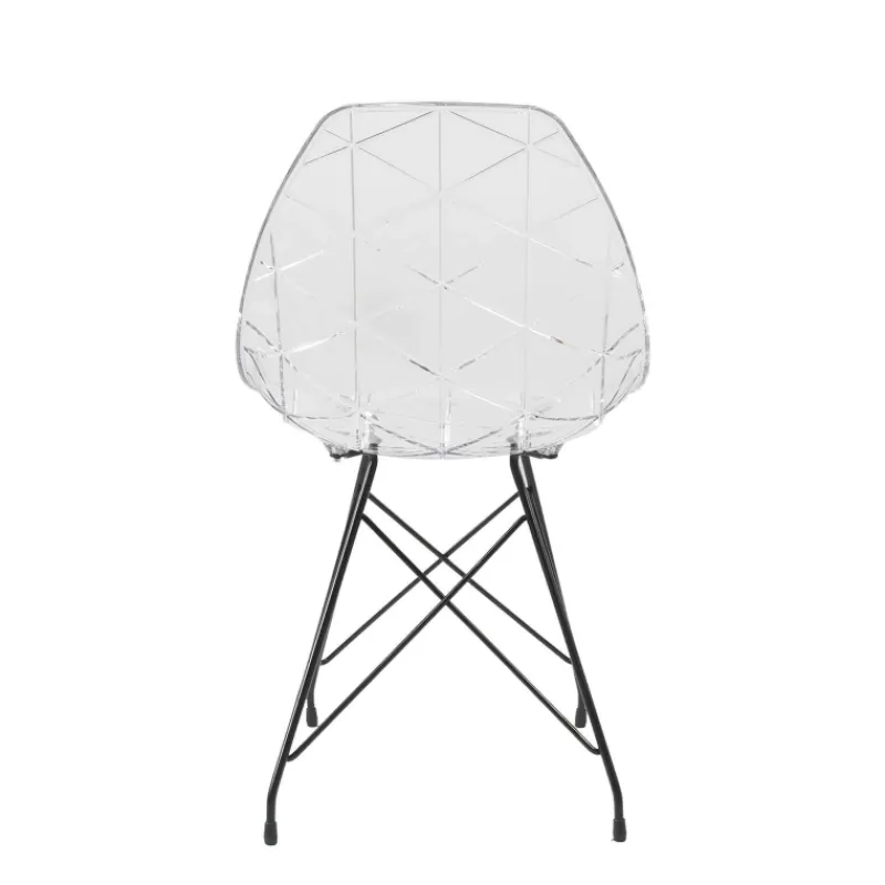 Prisma Chaise design coque transparente avec pieds eiffel en métal noir* Chaise De Salle à Manger|Chaise Salon