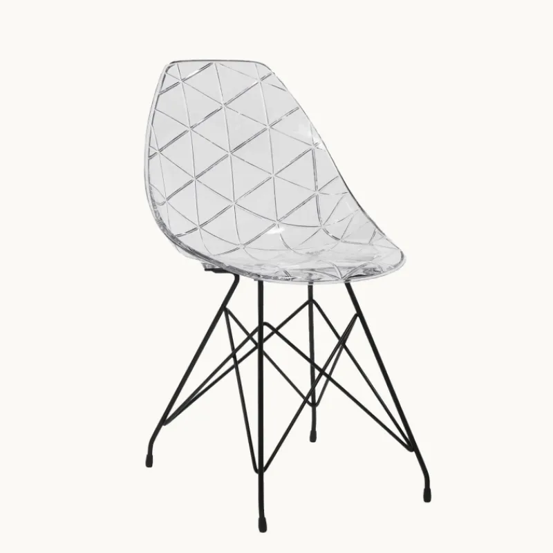 Prisma Chaise design coque transparente avec pieds eiffel en métal noir* Chaise De Salle à Manger|Chaise Salon