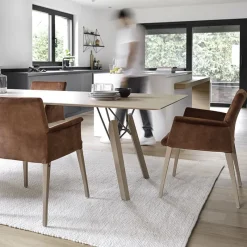 Mobitec Pure classic ® Fauteuil cocooning en tissu avec pieds en bois* Chaise De Salle à Manger|Chaise Salon