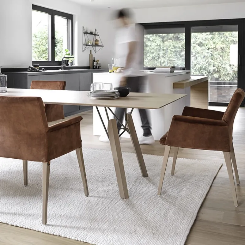 Mobitec Pure classic ® Fauteuil cocooning en tissu avec pieds en bois* Chaise De Salle à Manger|Chaise Salon