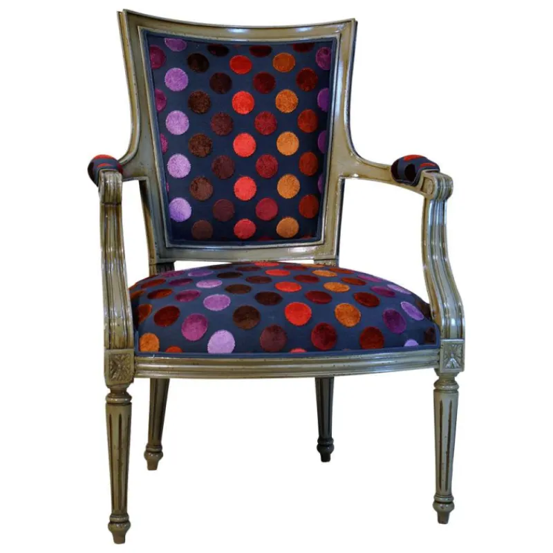Paget Quentin Fauteuil cabriolet Louis 16 fabrication française en tissu et bois massif* Fauteuil De Salon