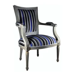 Paget Quentin Fauteuil cabriolet Louis 16 fabrication française en tissu et bois massif* Fauteuil De Salon