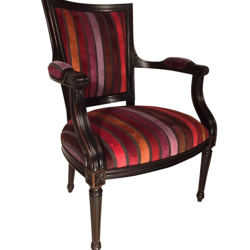 Paget Quentin Fauteuil cabriolet Louis 16 fabrication française en tissu et bois massif* Fauteuil De Salon