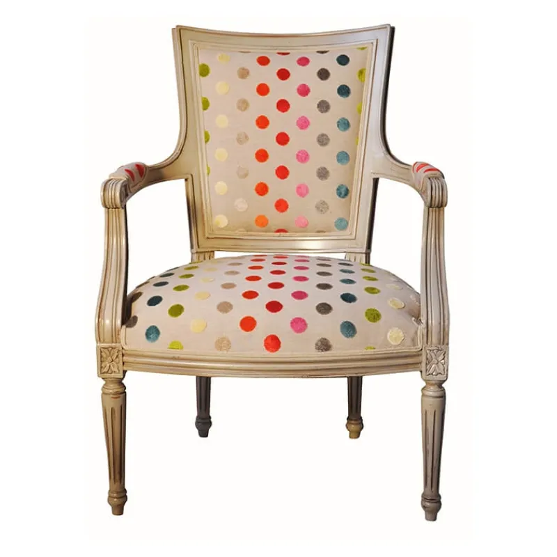 Paget Quentin Fauteuil cabriolet Louis 16 fabrication française en tissu et bois massif* Fauteuil De Salon
