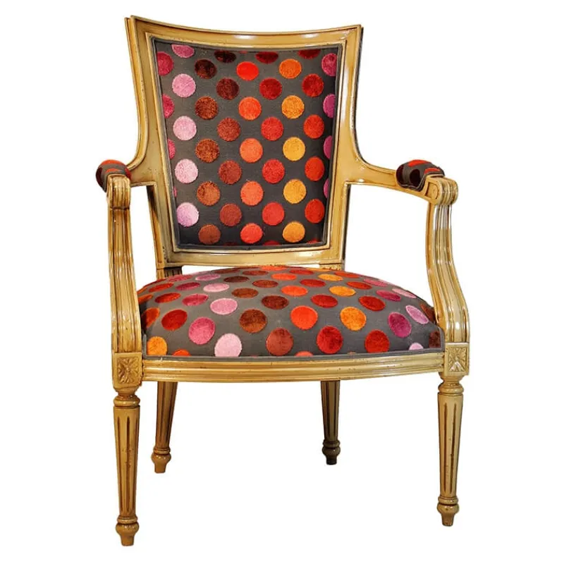 Paget Quentin Fauteuil cabriolet Louis 16 fabrication française en tissu et bois massif* Fauteuil De Salon