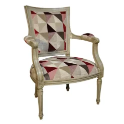 Paget Quentin Fauteuil cabriolet Louis 16 fabrication française en tissu et bois massif* Fauteuil De Salon