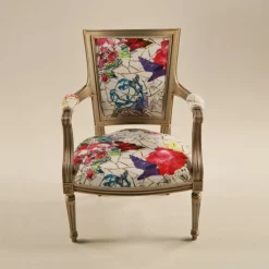 Paget Quentin Fauteuil cabriolet Louis 16 fabrication française en tissu et bois massif* Fauteuil De Salon