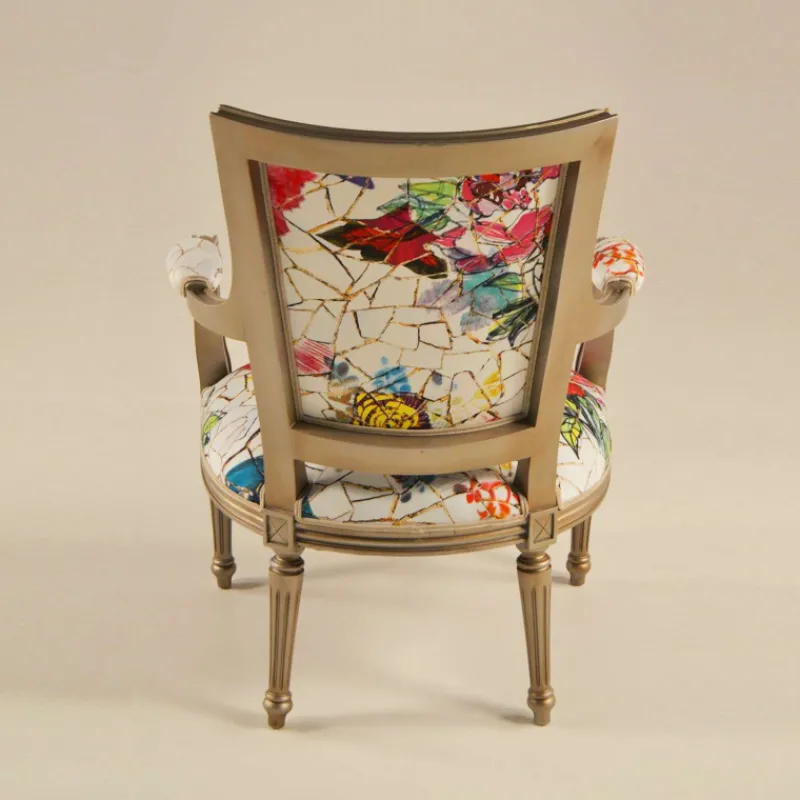 Paget Quentin Fauteuil cabriolet Louis 16 fabrication française en tissu et bois massif* Fauteuil De Salon