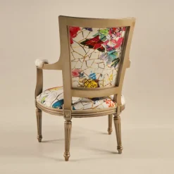 Paget Quentin Fauteuil cabriolet Louis 16 fabrication française en tissu et bois massif* Fauteuil De Salon