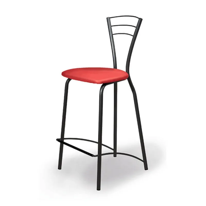 Carrier Rebecca Tabouret haut avec dossier et pieds en métal fabriqué en France* Tabouret Snack (assise +/- 65 Cm)|Tabouret De Bar (assise +/- 80 Cm)