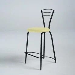 Carrier Rebecca Tabouret haut avec dossier et pieds en métal fabriqué en France* Tabouret Snack (assise +/- 65 Cm)|Tabouret De Bar (assise +/- 80 Cm)