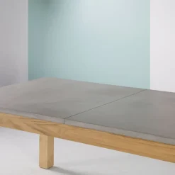 Neoh Repas Table française extensible en béton ciré et bois massif* Table De Salle à Manger