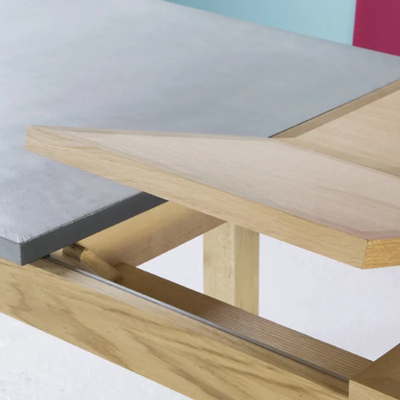 Neoh Repas Table française extensible en béton ciré et bois massif* Table De Salle à Manger