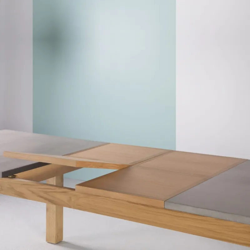 Neoh Repas Table française extensible en béton ciré et bois massif* Table De Salle à Manger