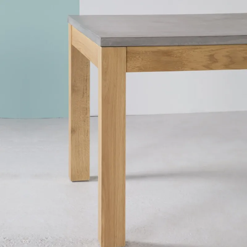 Neoh Repas Table française extensible en béton ciré et bois massif* Table De Salle à Manger