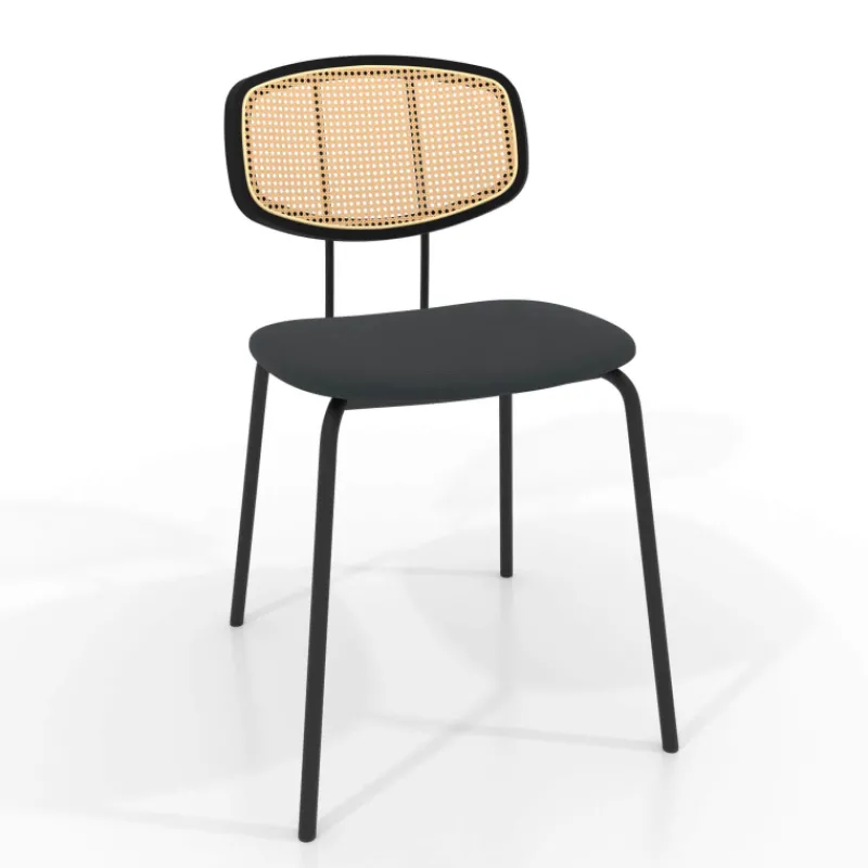 Perfecta Ritmo Chaise rétro avec dossier en cannage rotin et assise en simili* Chaise De Cuisine|Chaise De Salle à Manger