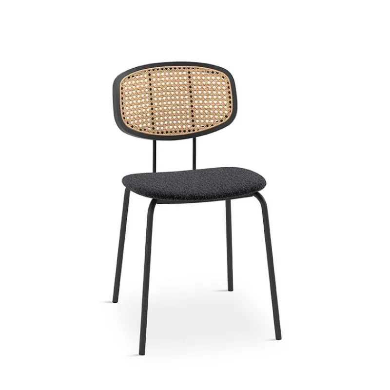 Perfecta Ritmo Chaise vintage dossier en cannage rotin et assise tissu* Chaise De Salle à Manger|Chaise Salon