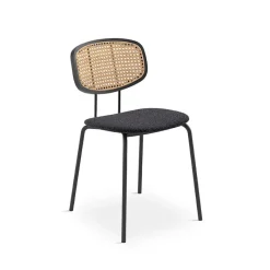 Perfecta Ritmo Chaise vintage dossier en cannage rotin et assise tissu* Chaise De Salle à Manger|Chaise Salon