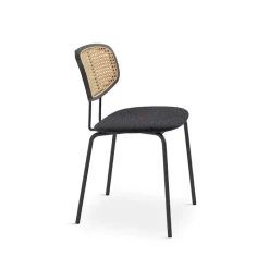 Perfecta Ritmo Chaise vintage dossier en cannage rotin et assise tissu* Chaise De Salle à Manger|Chaise Salon