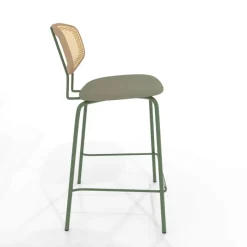 Perfecta Ritmo Tabouret snack rétro avec dossier cannage rotin et assise en simili* Tabouret Snack (assise +/- 65 Cm)|Tabouret De Bar (assise +/- 80 Cm)