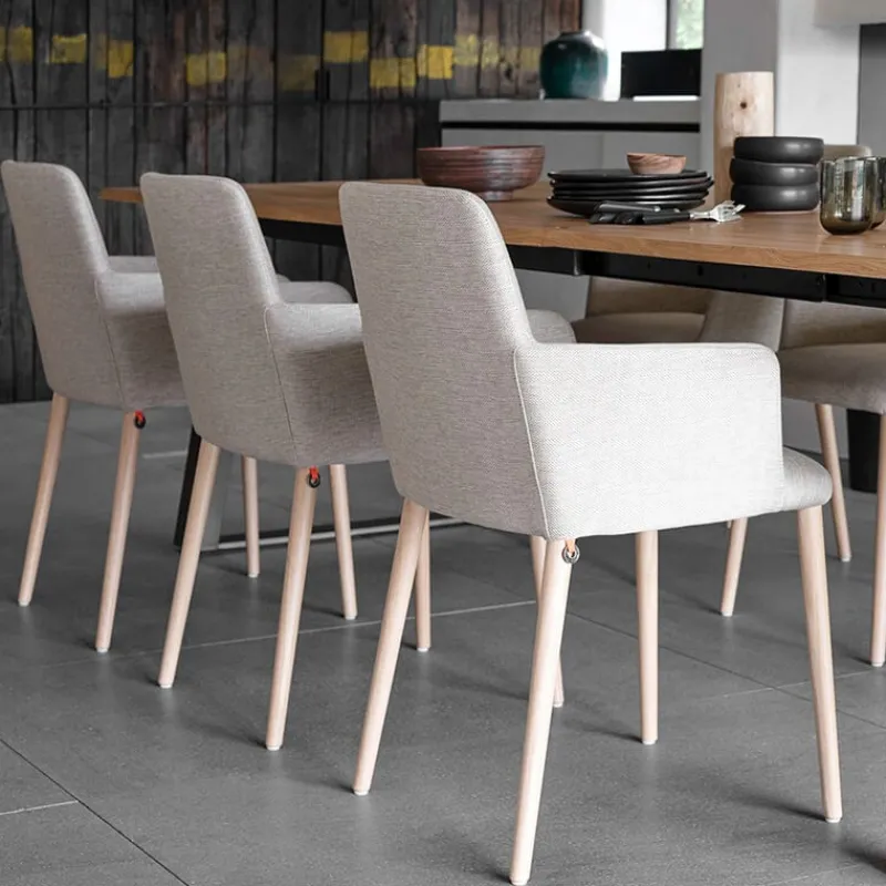 Mobitec Rob C02 ® Fauteuil de salle à manger cocooning en tissu et pieds bois* Chaise De Salle à Manger|Chaise Salon