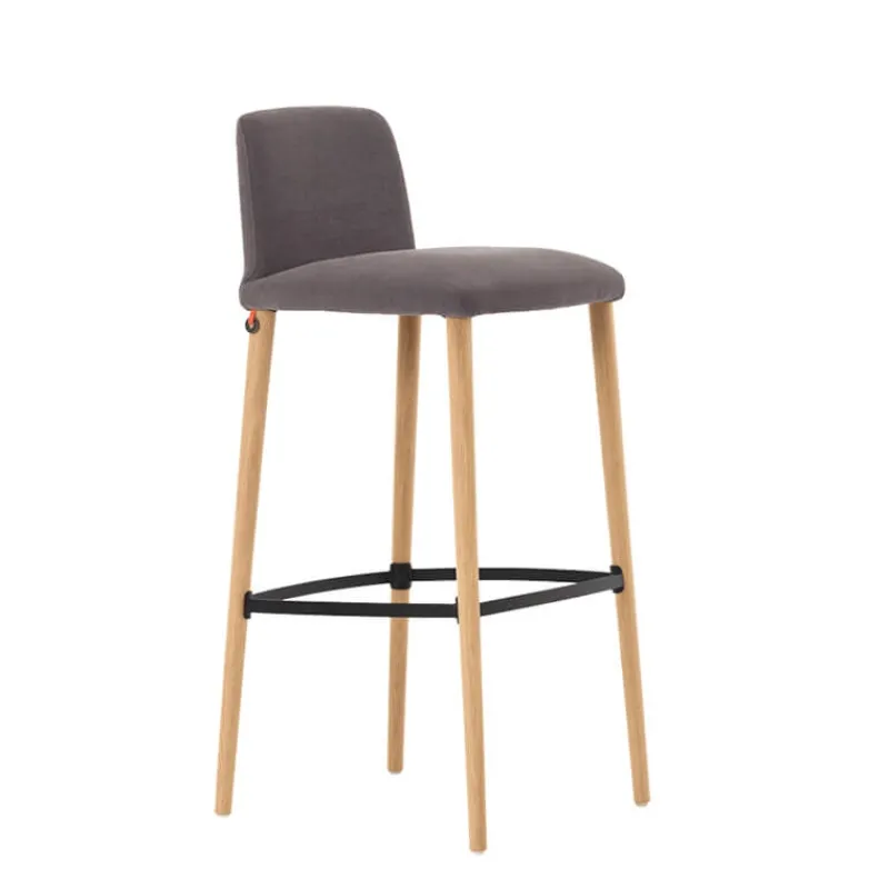 Mobitec Rob C06 ® Tabouret de bar en tissu et pieds bois massif* Tabouret De Bar (assise +/- 80 Cm)