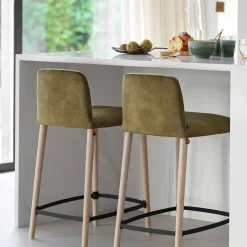 Mobitec Rob C05 ® Tabouret snack en tissu et bois massif* Tabouret Snack (assise +/- 65 Cm)|Tabouret De Bar (assise +/- 80 Cm)