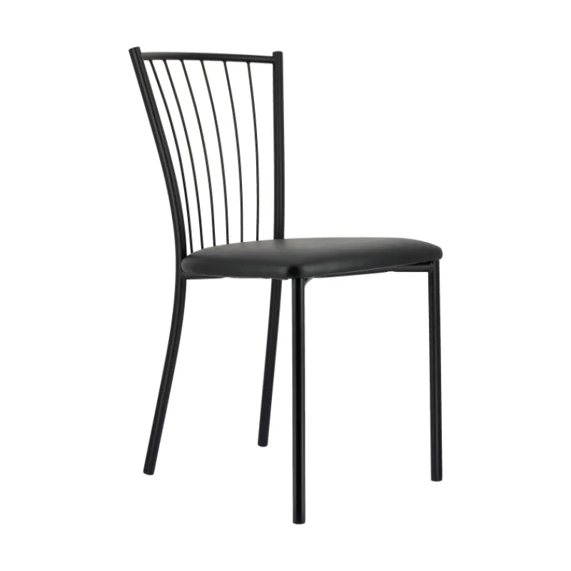 Perfecta Roxane Chaise de cuisine noire en métal avec assise en simili rembourrée* Chaise De Cuisine