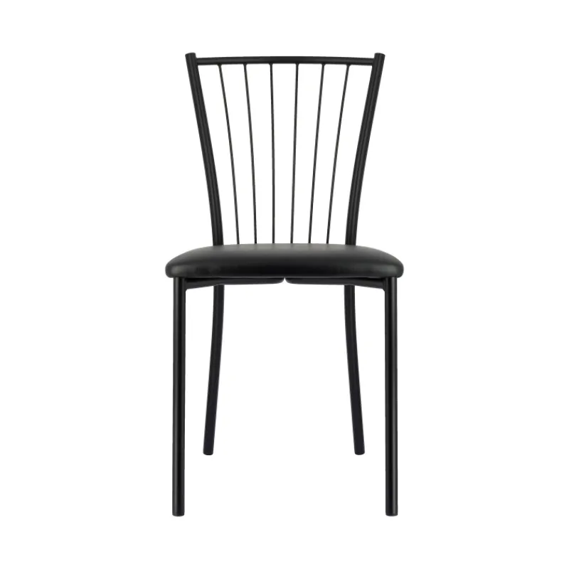 Perfecta Roxane Chaise de cuisine noire en métal avec assise en simili rembourrée* Chaise De Cuisine