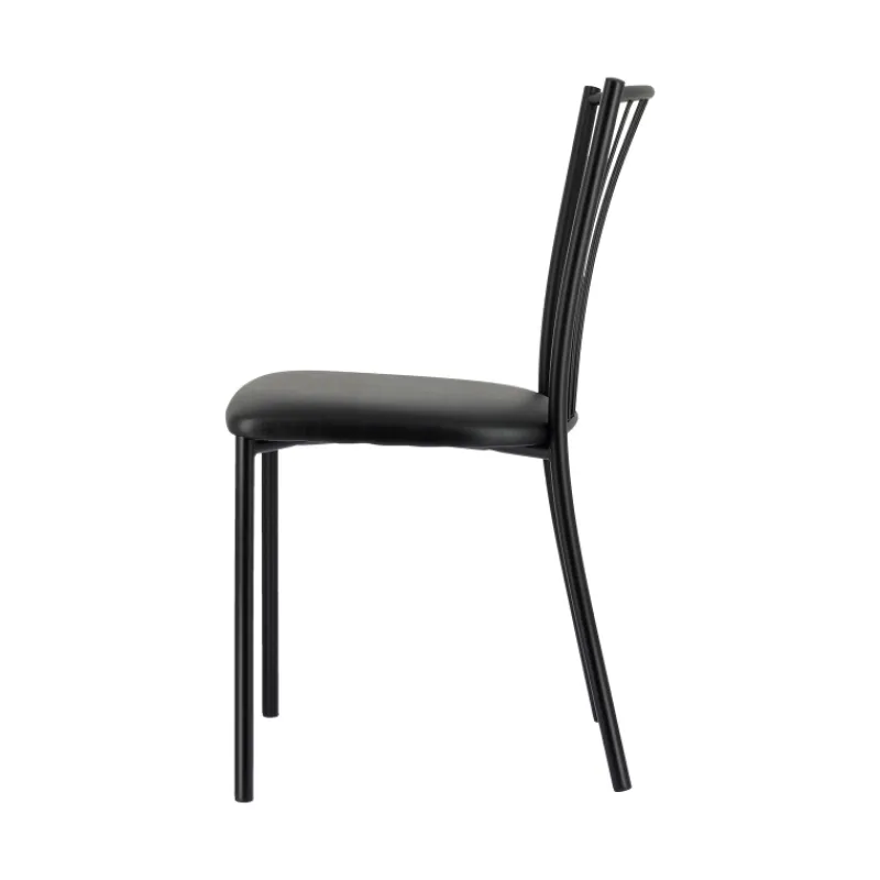 Perfecta Roxane Chaise de cuisine noire en métal avec assise en simili rembourrée* Chaise De Cuisine
