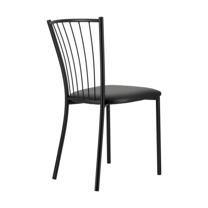 Perfecta Roxane Chaise de cuisine noire en métal avec assise en simili rembourrée* Chaise De Cuisine