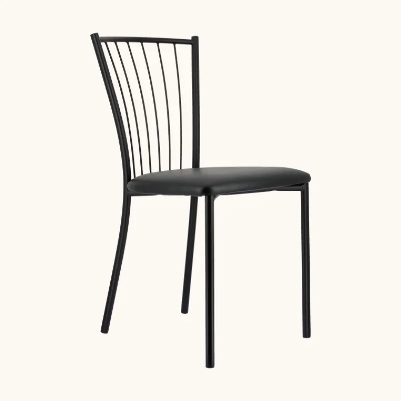Perfecta Roxane Chaise de cuisine noire en métal avec assise en simili rembourrée* Chaise De Cuisine