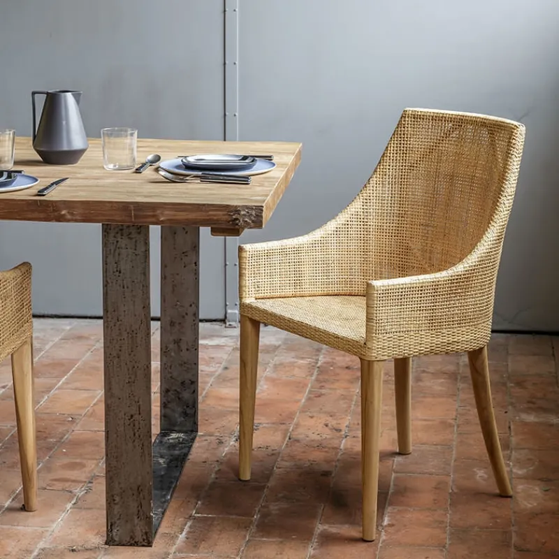 Kok SaigonFauteuil de table en rotin naturel* Chaise De Cuisine|Chaise De Salle à Manger