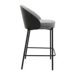 SandroTabouret snack bimatière en tissu avec dossier bois et pieds en métal* Tabouret Snack (assise +/- 65 Cm)|Tabouret De Bar (assise +/- 80 Cm)