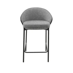 SandroTabouret snack bimatière en tissu avec dossier bois et pieds en métal* Tabouret Snack (assise +/- 65 Cm)|Tabouret De Bar (assise +/- 80 Cm)