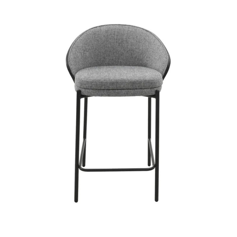SandroTabouret snack bimatière en tissu avec dossier bois et pieds en métal* Tabouret Snack (assise +/- 65 Cm)|Tabouret De Bar (assise +/- 80 Cm)