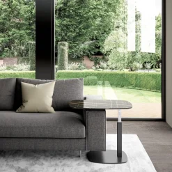 Ozzio Servus Table basse design italien en verre marbré réglable en hauteur* Table De Salon|Table Pour Petit Espace