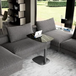 Ozzio Servus Table basse design italien en verre marbré réglable en hauteur* Table De Salon|Table Pour Petit Espace