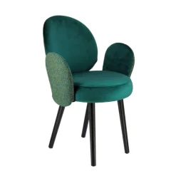 Sessio Severus Fauteuil cosy bicolore en tissu et pieds bois* Chaise De Salle à Manger|Chaise Salon