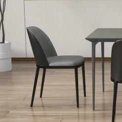 SimoneChaise bimatière en tissu dossier bois avec pieds en métal* Chaise De Salle à Manger