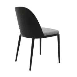 SimoneChaise bimatière en tissu dossier bois avec pieds en métal* Chaise De Salle à Manger