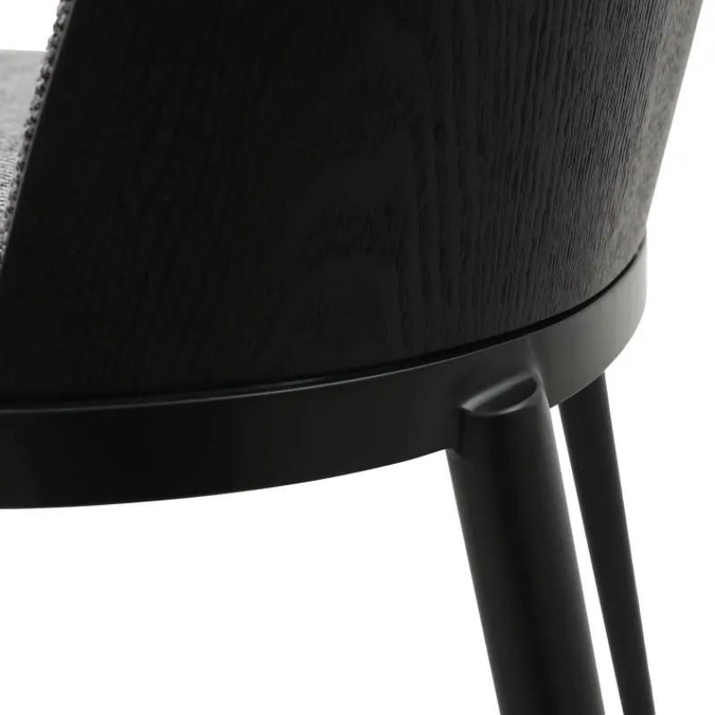 SimoneChaise bimatière en tissu dossier bois avec pieds en métal* Chaise De Salle à Manger