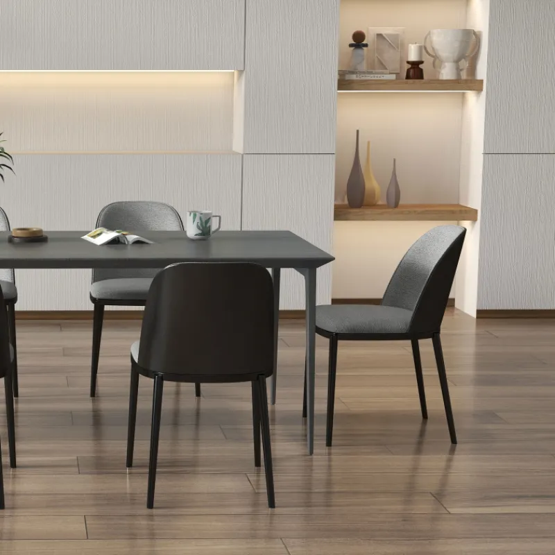 SimoneChaise bimatière en tissu dossier bois avec pieds en métal* Chaise De Salle à Manger