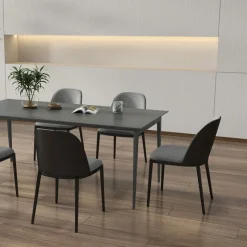 SimoneChaise bimatière en tissu dossier bois avec pieds en métal* Chaise De Salle à Manger