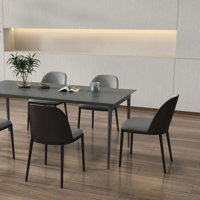 SimoneChaise bimatière en tissu dossier bois avec pieds en métal* Chaise De Salle à Manger