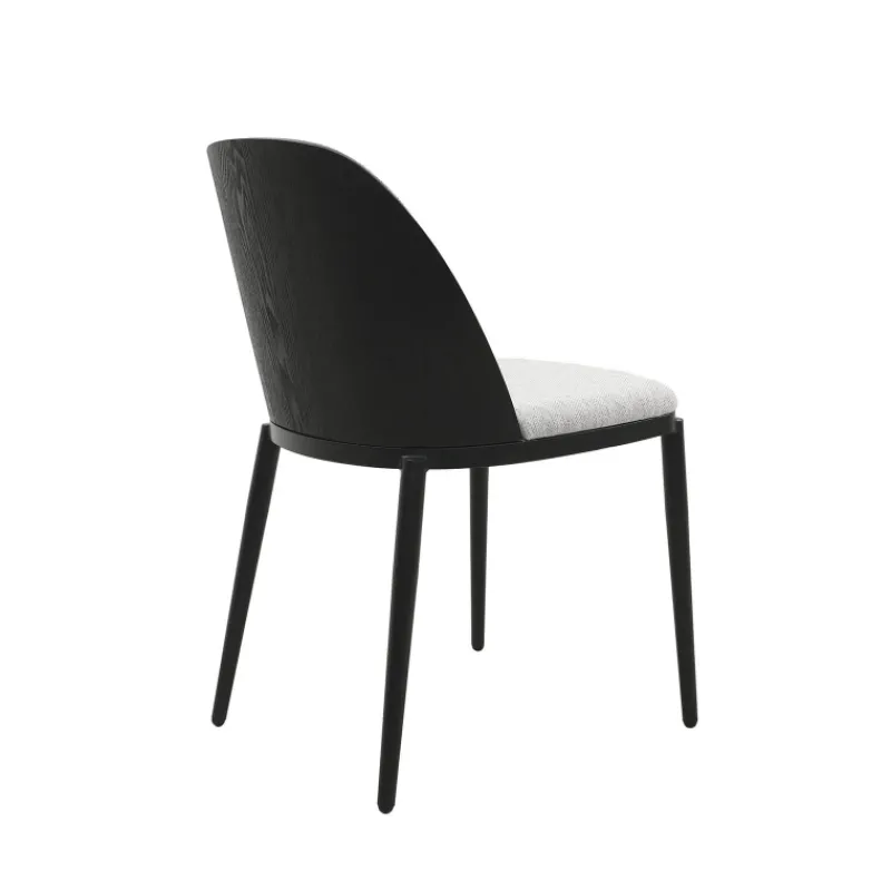 SimoneChaise bimatière en tissu dossier bois avec pieds en métal* Chaise De Salle à Manger