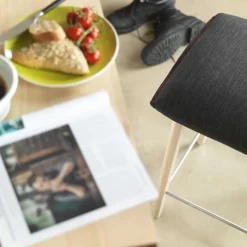 Mobitec Soda ® Tabouret snack rembourré sans dossier en tissu et pieds bois* Tabouret De Bar (assise +/- 80 Cm)|Tabouret Snack (assise +/- 65 Cm)