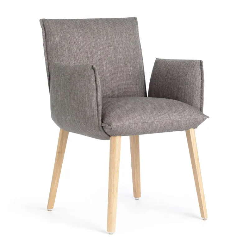 Mobitec Soft ® Fauteuil cocooning en tissu avec pieds en bois massif* Chaise De Salle à Manger|Chaise Salon