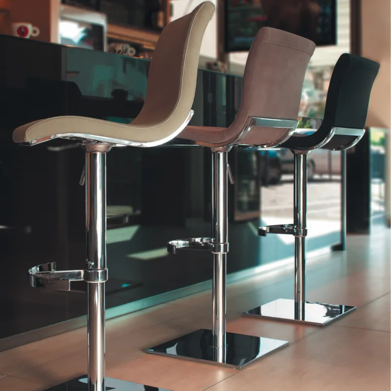 Peressini Steve Tabouret réglable et pivotant en synthétique et métal* Tabouret Snack (assise +/- 65 Cm)|Tabouret De Bar (assise +/- 80 Cm)